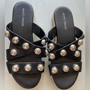 Slightly Worn Sandals Studded Black Marc Fisher Slides!